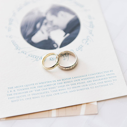 wedding invitation and rings